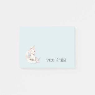 Blauer Einhorn auf Wolke Post-it Klebezettel