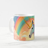 Blauer Einhorn-Becher | Farbige Fantasy-Berglandsc Kaffeetasse (Vorderseite Links)