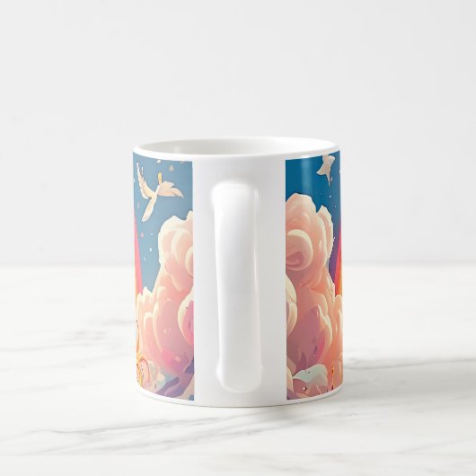 Blauer Einhorn-Becher | Farbige Fantasy-Berglandsc Kaffeetasse (Henkel)