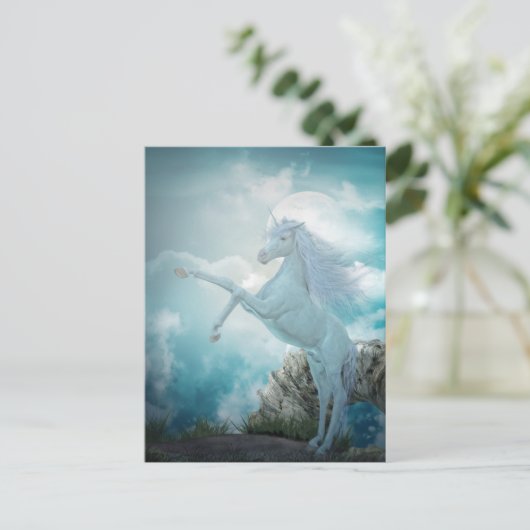 Blauer Einhorn Postkarte (Stehend Vorderseite)