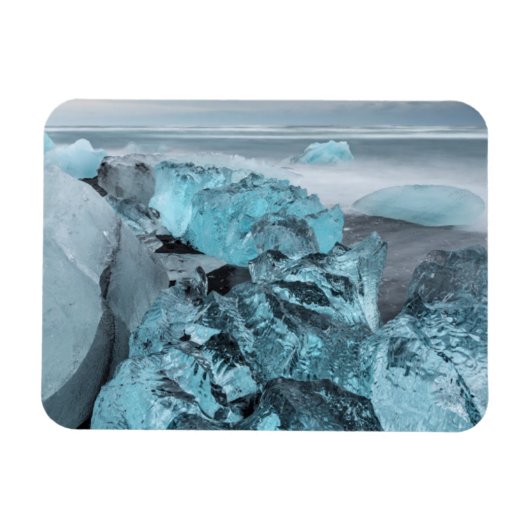 Blauer Eis auf Strand Landschaft, Island Magnet (Horizontal)