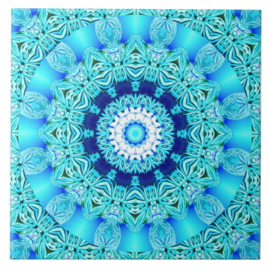 Blauer Eis-Engels-Ring, abstrakter Mandala Fliese (Vorderseite)