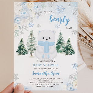 Blauer Eisbär-Baby-Party Einladung