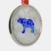 Blauer Eisbär-geometrischer Wintersnowy-Blizzard Ornament Aus Metall (Rechts)