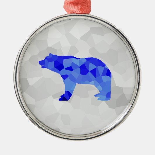 Blauer Eisbär-geometrischer Wintersnowy-Blizzard Ornament Aus Metall (Vorne)