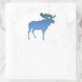 Blauer Elch Ovaler Aufkleber (Tasche)