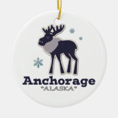 Blauer Elchwinter Anchorage-Alaskas Keramikornament (Vorne)
