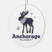 Blauer Elchwinter Anchorage-Alaskas Keramikornament (Links)