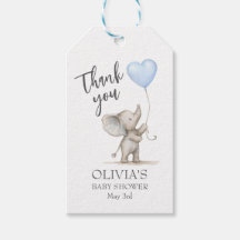 Blauer Elefant Baby Shower Dankeschön Geschenkanhä