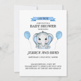 Blauer Elefant Babydusche Einladung