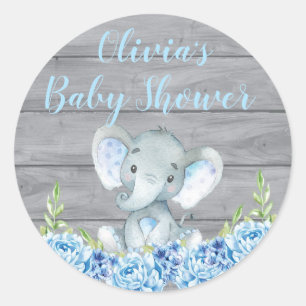 Blauer Elefant-Babyparty-Aufkleber Runder Aufkleber