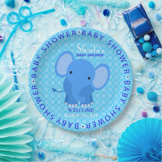 Blauer Elefant-Babyparty-Pappteller Pappteller (Party)