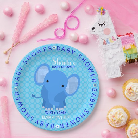 Blauer Elefant-Babyparty-Pappteller Pappteller (Party)