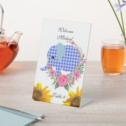 Blauer Elefant Bläserblütenzeichen Pedestal Rose Sockelschild (In SItu)