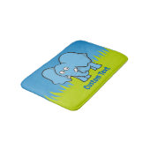 Blauer Elefant Cartoon Badematte (Schrägansicht)