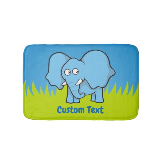 Blauer Elefant Cartoon Badematte (Vorderseite)