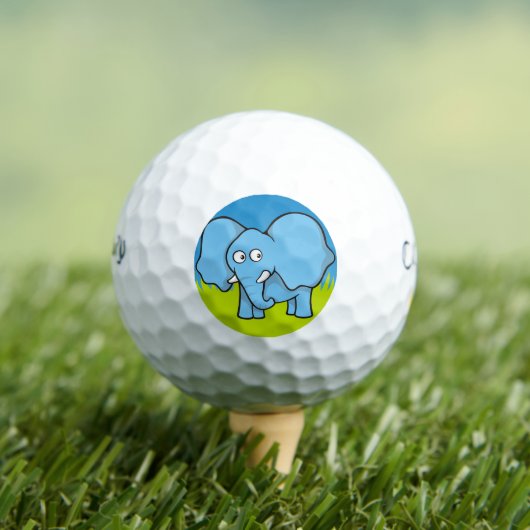 Blauer Elefant Cartoon Golfball (Insitu T-Shirt)