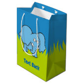 Blauer Elefant Cartoon Mittlere Geschenktüte (Rückseite Schrägansicht)