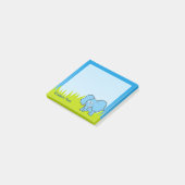 Blauer Elefant Cartoon Post-it Klebezettel (angewinkelt)