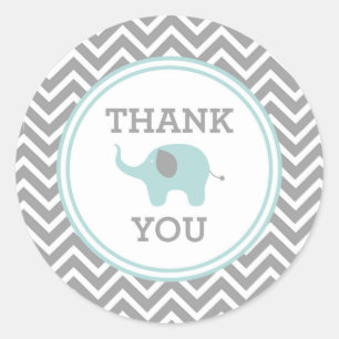 Blauer Elefant Chevron Dankeschön Favor Sticker