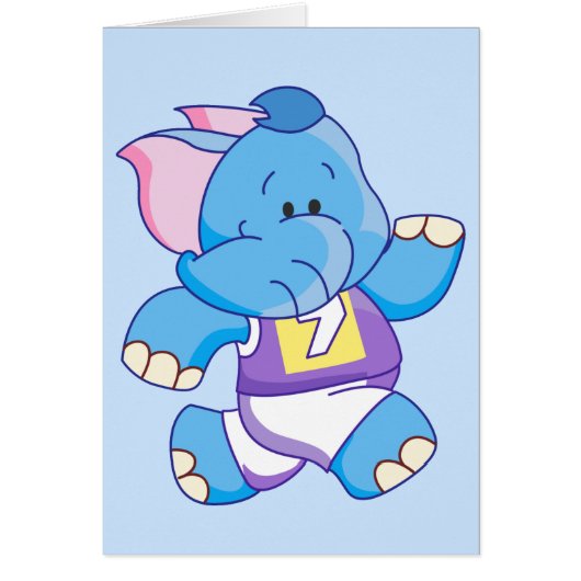 Blauer Elefant, der eine Blankokarte ausführt (Vorne)