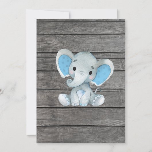 Blauer Elefant Einladung bearbeitbar (Rückseite)