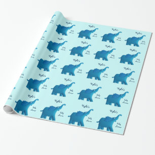 blauer Elefant Geschenkpapier