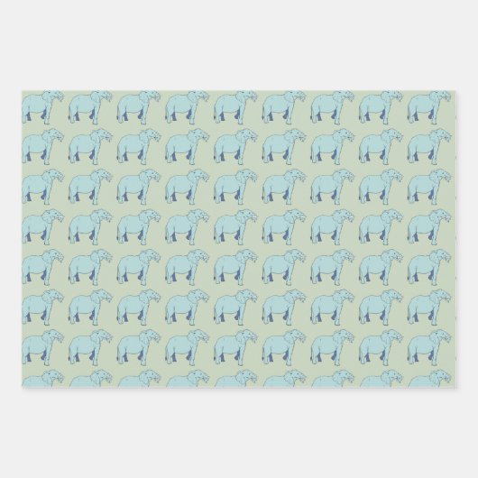 Blauer Elefant Geschenkpapier Set (Vorderseite 3)