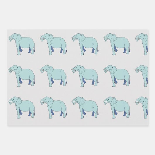 Blauer Elefant Geschenkpapier Set (Vorderseite 2)