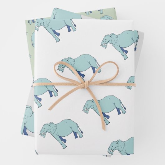 Blauer Elefant Geschenkpapier Set (Beispiel)