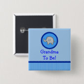 Blauer Elefant "Großmutter, zum Babyparty-Knopf zu Button (Vorne & Hinten)