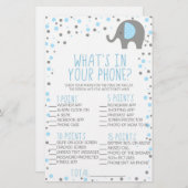 Blauer Elefant in Ihrem Telefon Baby Duschgame Briefpapier (Vorne/Hinten)