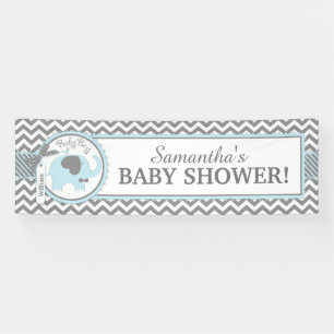Blauer Elefant-Jungen-Zickzack Baby-Dusche Banner