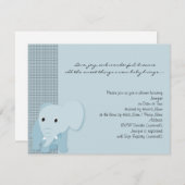 Blauer Elefant-karierte Baby-Duschen-Einladung Einladung (Vorne/Hinten)