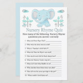 Blauer Elefant Kinderzimmer Rhyme Quiz Babydusche (Vorne/Hinten)