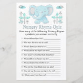 Blauer Elefant Kinderzimmer Rhyme Quiz Babydusche (Vorderseite)