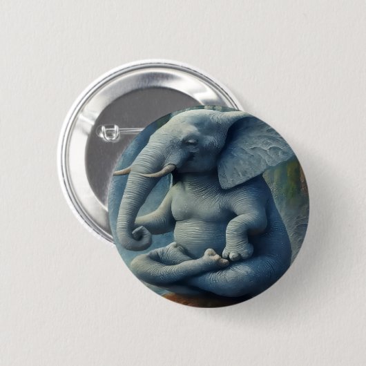 Blauer Elefant-Knopf Button (Vorne & Hinten)