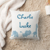 Blauer Elefant, Löwe und Giraffe personalisiert Kissen (Decke)
