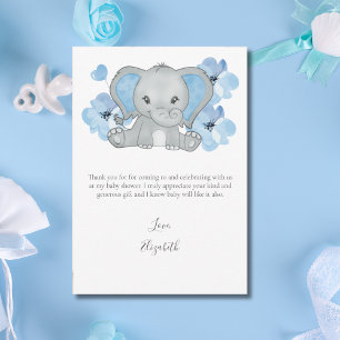 Blauer Elefant Luftballon Blumen Baby Junge Babypa Dankeskarte
