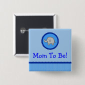 Blauer Elefant "Mama, zum Baby-Duschen-Knopf zu Button (Vorne & Hinten)