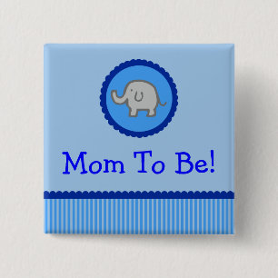 Blauer Elefant "Mama, zum Baby-Duschen-Knopf zu Button