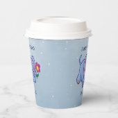 Blauer Elefant Mit Blumen-Papierbecher Pappbecher (Links)