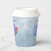 Blauer Elefant Mit Blumen-Papierbecher Pappbecher (Rechts)