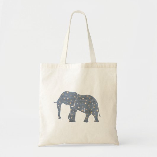 Blauer Elefant mit Goldsternen Tragetasche (Vorne)
