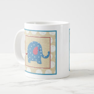 Blauer Elefant mit weißen Polka-Punkten Jumbo-Tasse