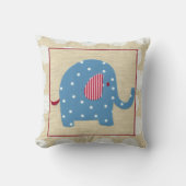Blauer Elefant mit weißen Polka-Punkten Kissen (Vorderseite)