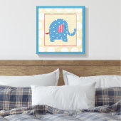 Blauer Elefant mit weißen Polka-Punkten Leinwanddruck (Insitu (Schlafzimmer))