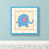 Blauer Elefant mit weißen Polka-Punkten Leinwanddruck (Insitu (Holzboden))