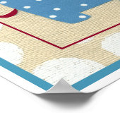 Blauer Elefant mit weißen Polka-Punkten Poster (Ecke)