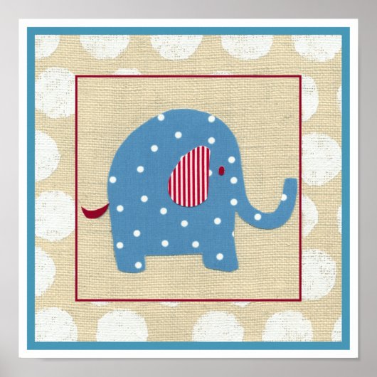 Blauer Elefant mit weißen Polka-Punkten Poster (Vorne)